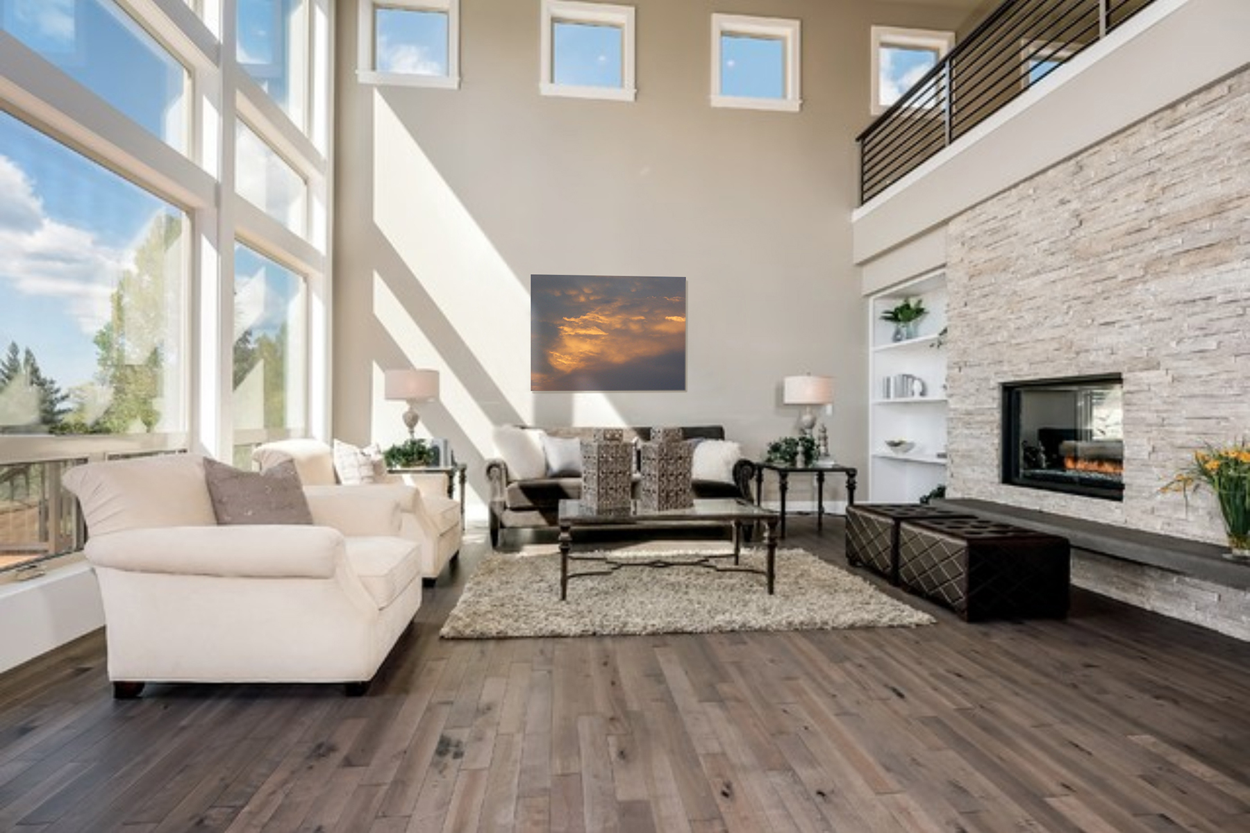 “Darko’s Fire” in a rustic living room