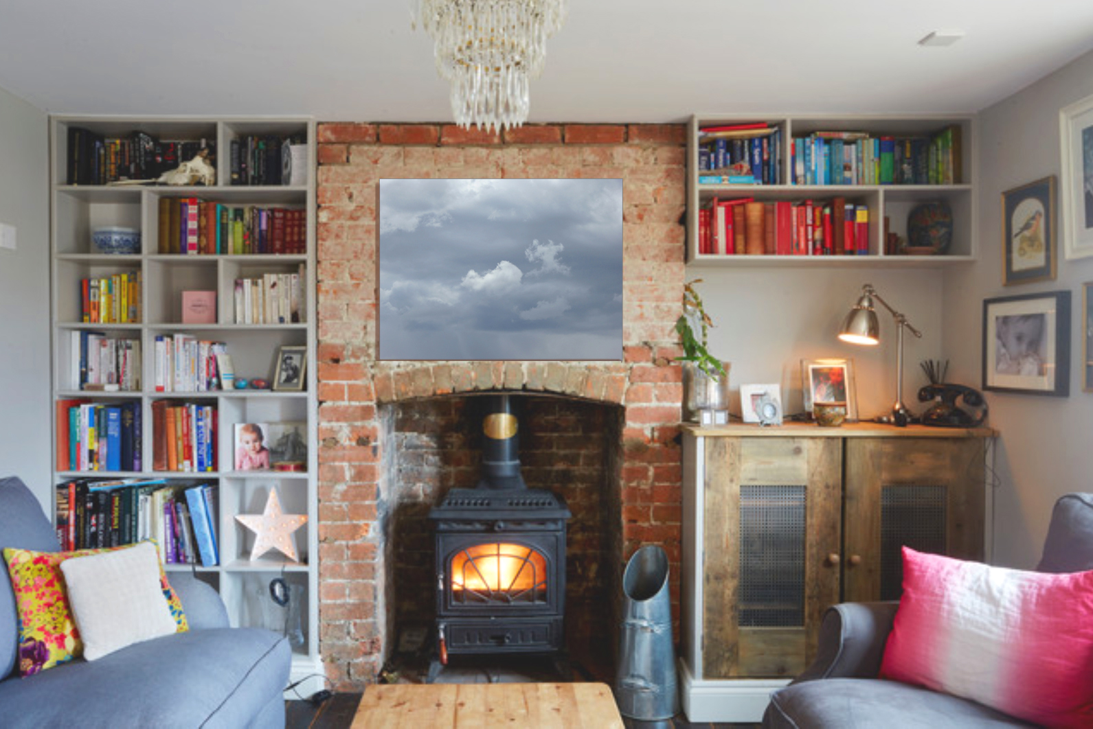 “Running” in an eclectic living room